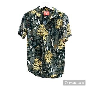 Pacific Blue Shirt 1970 Hawaiian Cheetah Short Sleeve EUC Sz. Medium